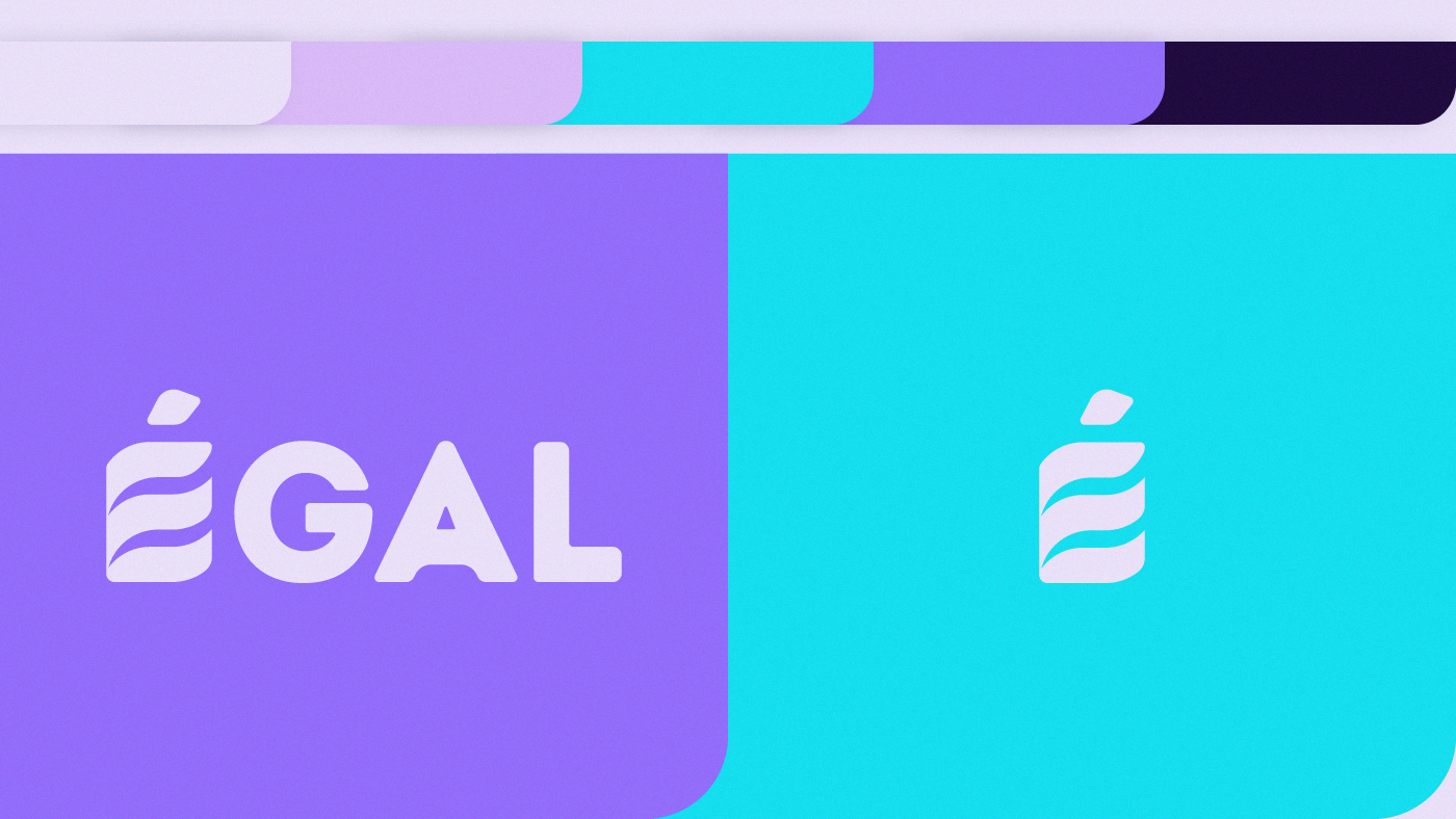 Paleta de colores corporativa y versiones del logotipo de Égal Consultoría en igualdad - Monsta's Estudio